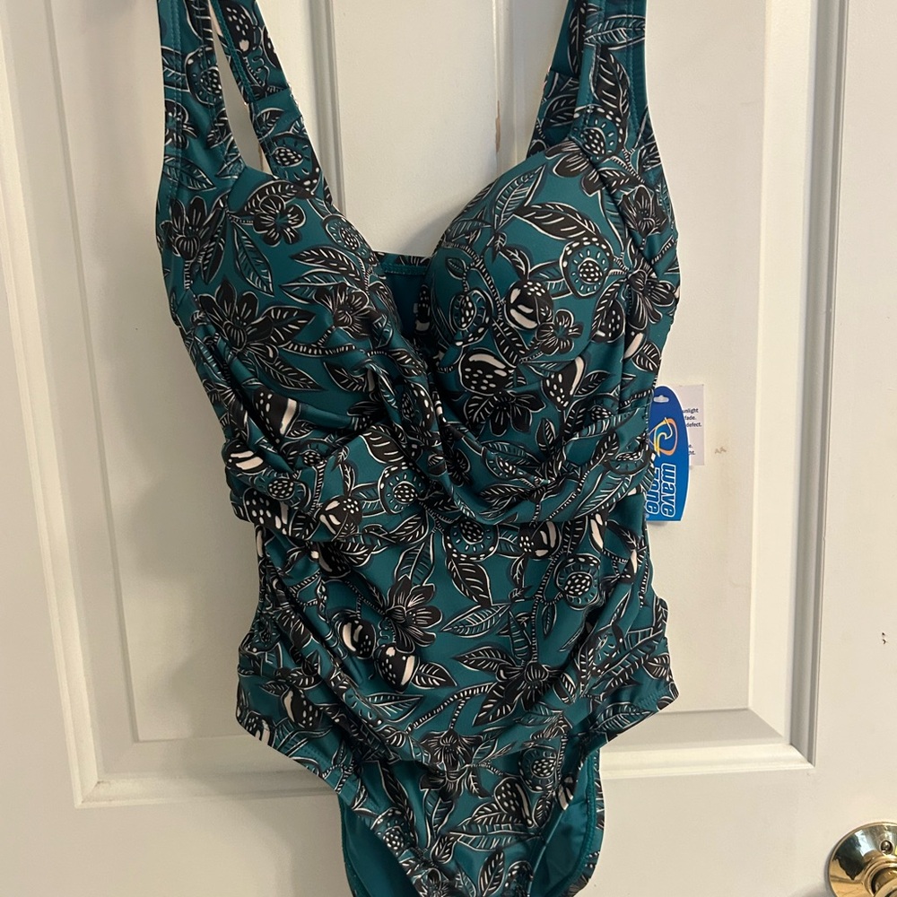 NWT-Wave Zone Floral Teal One Piece Swimsuit